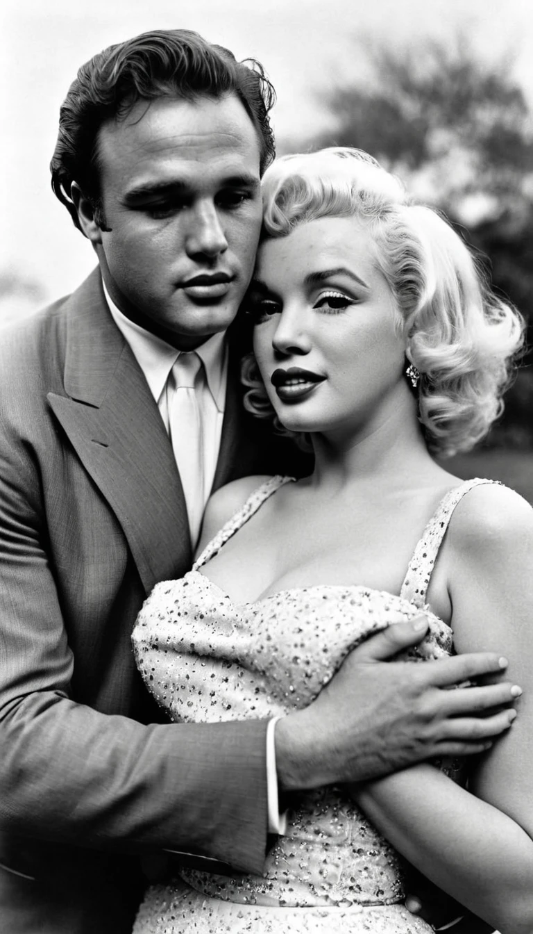 Actor Marlon Brando and Actress Marilyn Monroe as a couple , pure beauty 