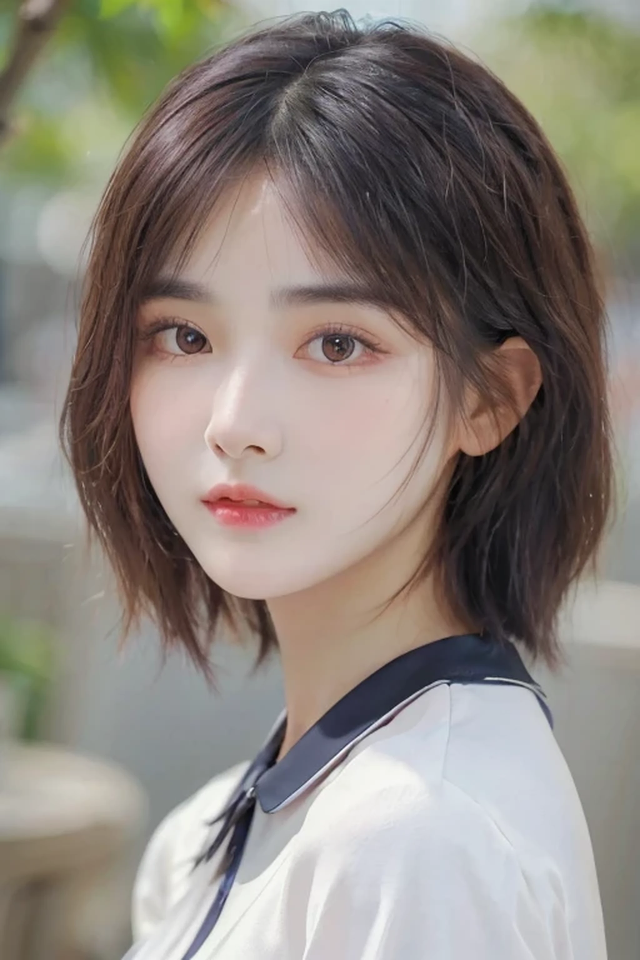 ((Top Quality, 8k, Masterpiece: 1.3)), Focus: 1.2, Perfect Body Beauty: 1.4, (Layered Haircut: 1.2)), Very Detailed Face & Skin Texture, Full Length, Delicate Eyes, Double Eyelids, White Skin,. Long hair, (Round face: 1.5)