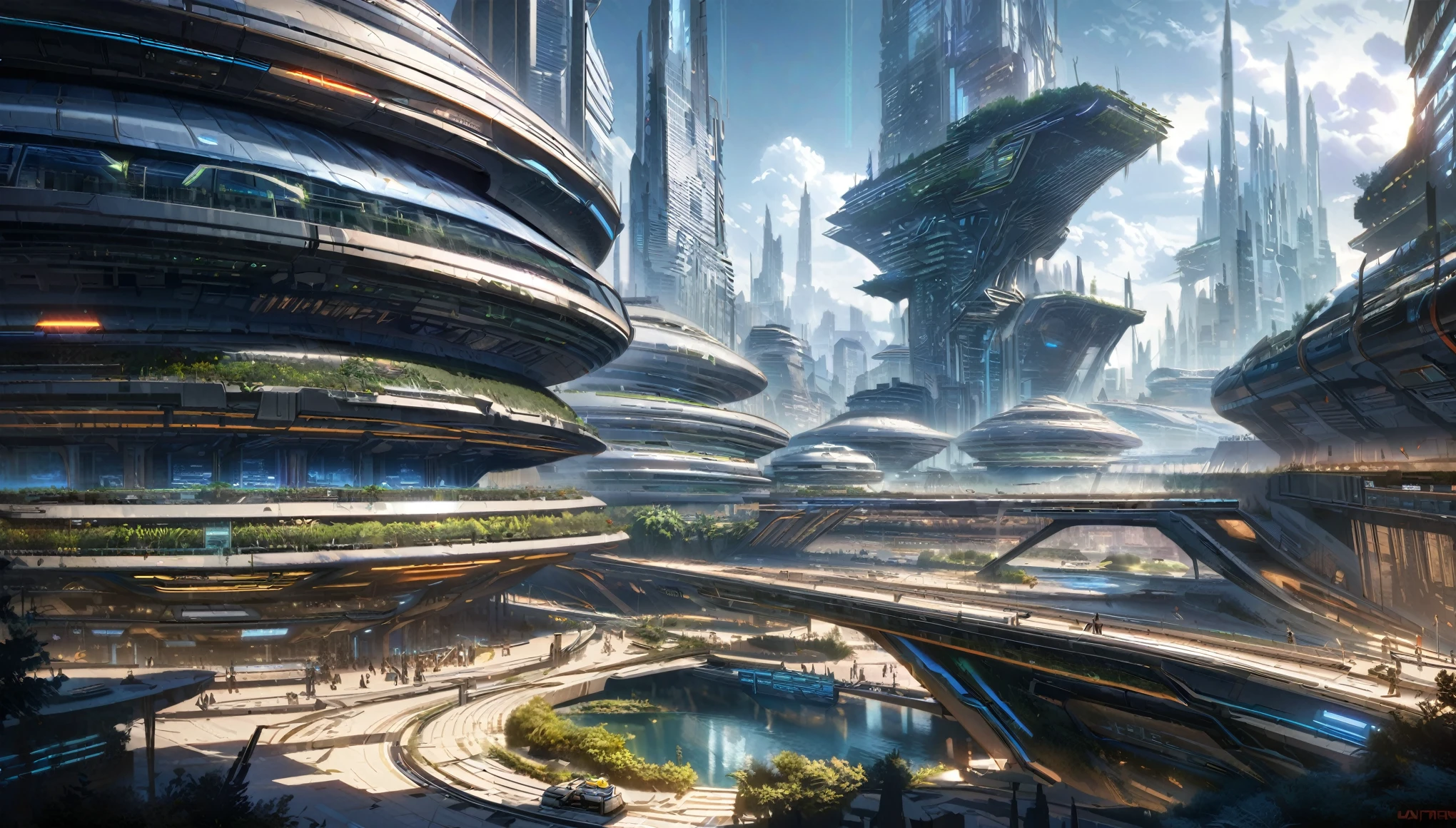 anime aestetics, anime landscape, sci-fi, mass effect, futuristic city, otherwordly futuristic city, the Citadel, gigantic spaceship, a lot of skyscrapers, artificial space station, stunning sci-fi concept art, ancient sci - fi city, futuristic dystopian city, future concept art, futuristic concept art, sci - fi city, futuristic alien city, dark futuristic city, depth of field, ray tracing, wide shot, from outside, atmospheric perspective, perspective, highres, 8k, best quality, award winning, super detail, masterpiece, UHD