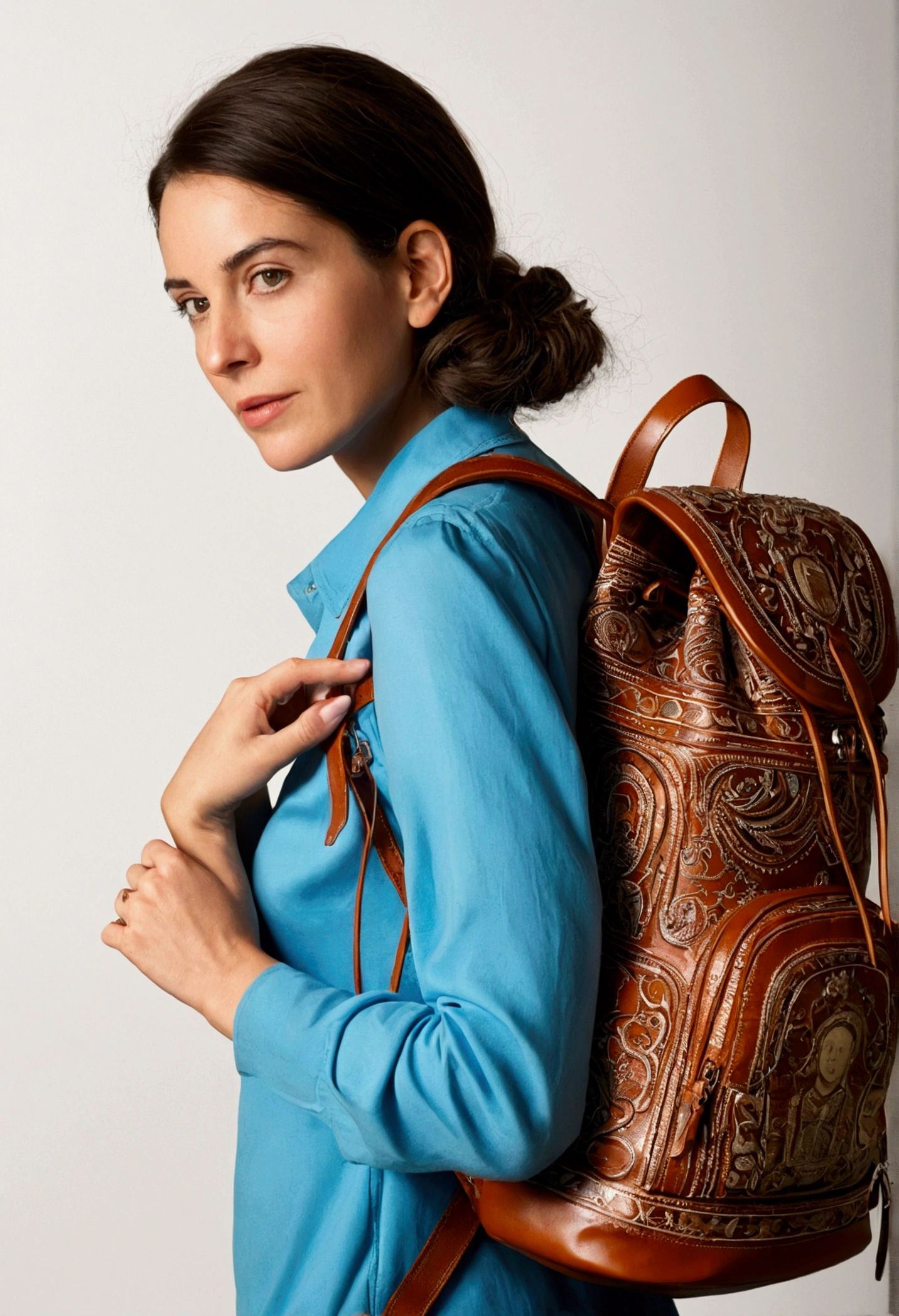 a woman in a backpack with charles attonaty