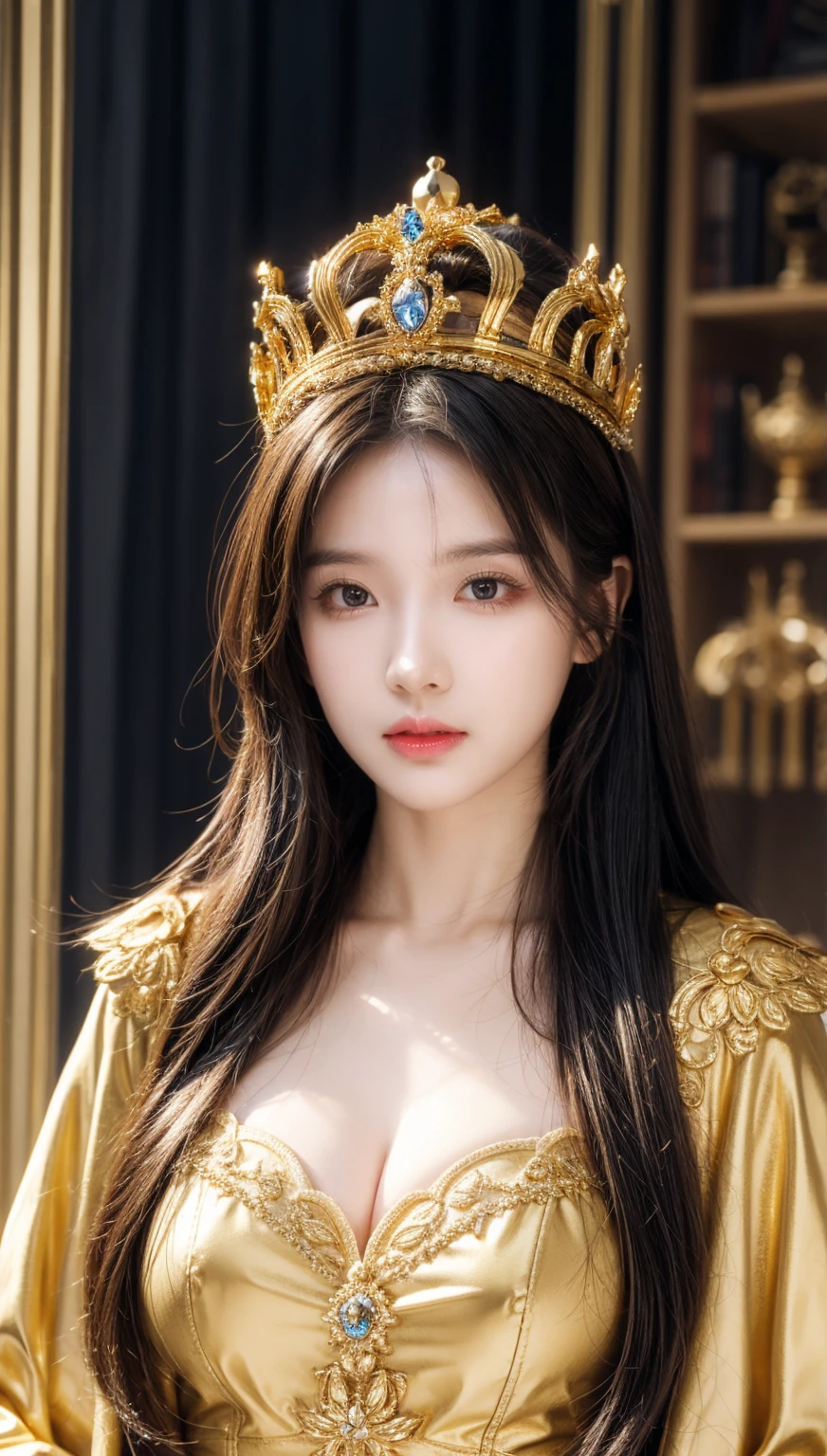 Designer of a golden crown, realistic object  