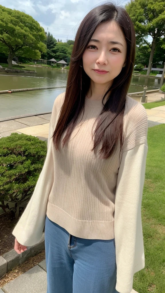 Japanese Garden,good、highest quality,Japanese ,Realistic characters, shape, Very detailed, finely, High resolution, Finely beautiful eyes,, Center of chest, Natural color
lip, Wearing a short-sleeved crew neck summer knit,60-year-old 、A painful expression、Cloudy、The wind is blowing、Hair is stiff、Hair flutters in the wind、Close-up image、口を開けて笑う、Tears、