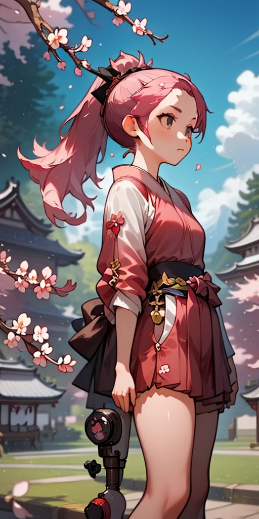 (best quality, masterpiece), 1girl, cherry Blossom, ponytail,
