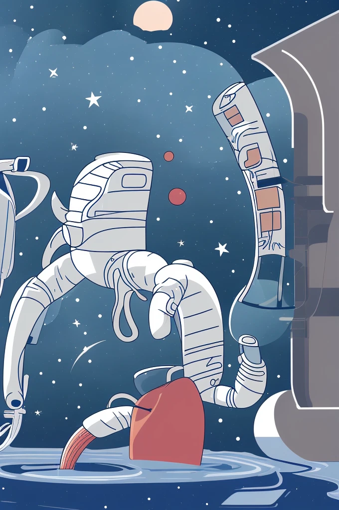 An astronaut sinking into a brain