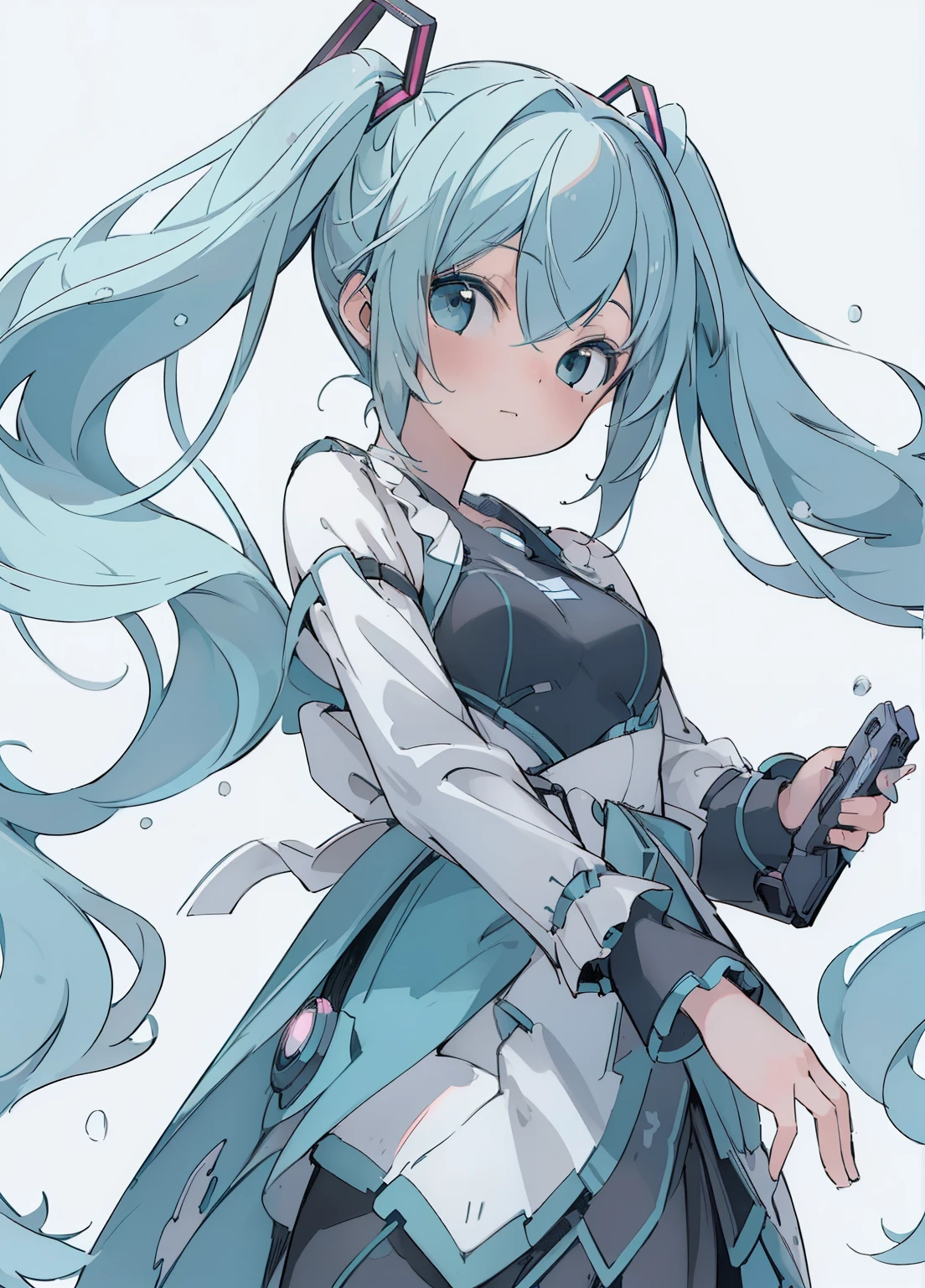 (masterpiece、Highest quality、Highest quality、Official Art、Beautiful and beautiful:1.2)、(One girl:1.3)Hatsune Miku、Twin tails,Beautiful breasts,Highest quality,masterpiece,Ultra-high resolution,1 girl,Looking at the audience,Uno,Takato Yamamoto style,
simple background,white_background,mechanical,Cold-blooded girl