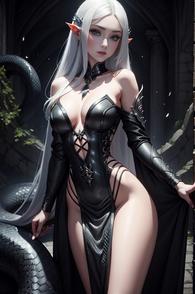 a nude women lying body and symbiote, white hair, small breast. wets body, body full of slime, pussy squirt, wetting, full black-slime tentacles on arround. junkyard background, venom symbiote. cinematic