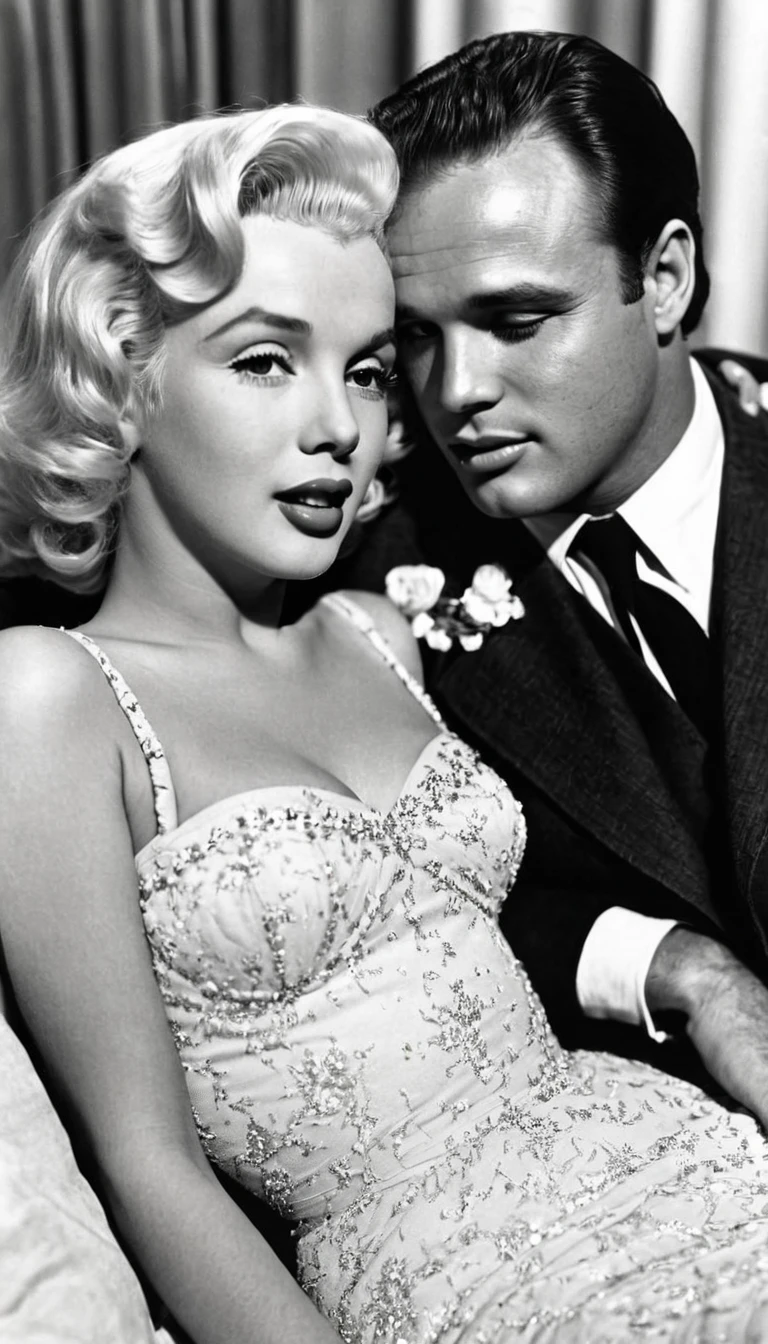 Actor Marlon Brando and Actress Marilyn Monroe as a couple , pure beauty