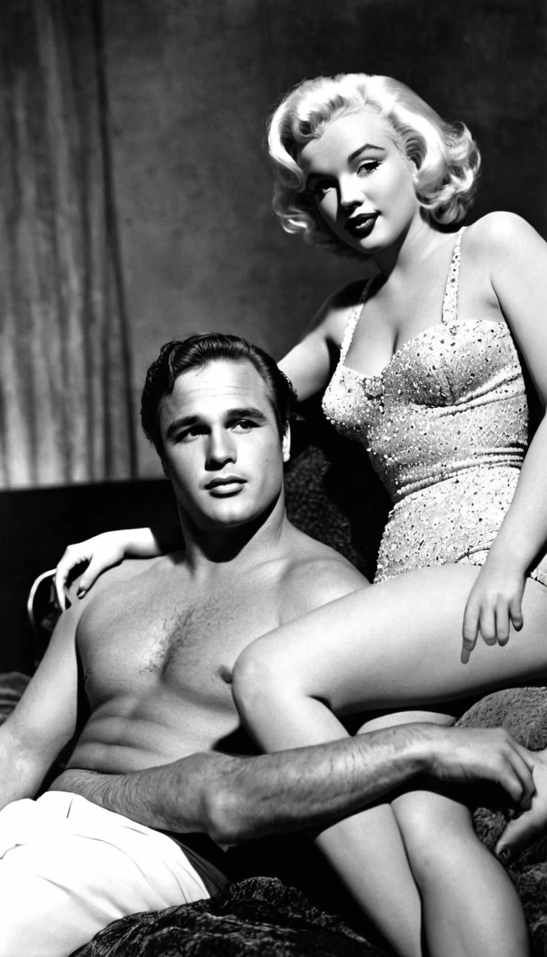 Actor Marlon Brando and Actress Marilyn Monroe as a couple , pure beauty 