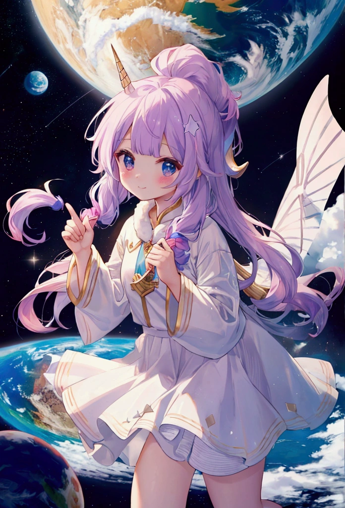 cute unicorn, planet earth spins on the horn
