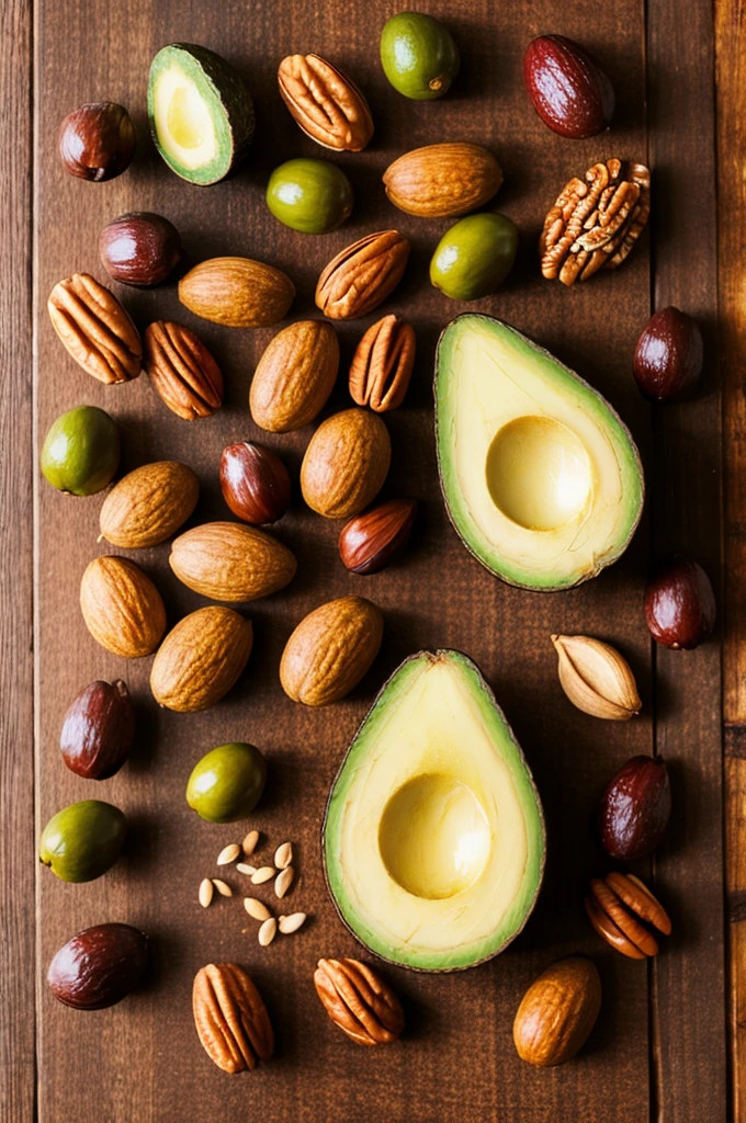 avocado、nuts、Olive oil, etc.