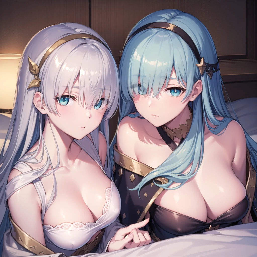 ((upper body)),((Sleeping in bed)),Overhead Shot,fgo anastasia,, blue eyes, Grey Hair, Hair between the eyes, (Hair on one eye:1.5), Long Hair, bangs,Exposed shoulders,Beautiful eyes like jewels,((Portrait of a single person))
break blue Cape, brown hair band, Cape, dress, Fur trim, hair band,, sash, tachi-e, White Bikini, Wide sleeves,
break looking at viewer,
break indoors,
break (masterpiece:1.2), Highest quality, High resolution, unity 8k wallpaper, (figure:0.8), (Beautiful attention to detail:1.6), Highly detailed face, Perfect lighting, Highly detailed CG, (Perfect hands, Perfect Anatomy),