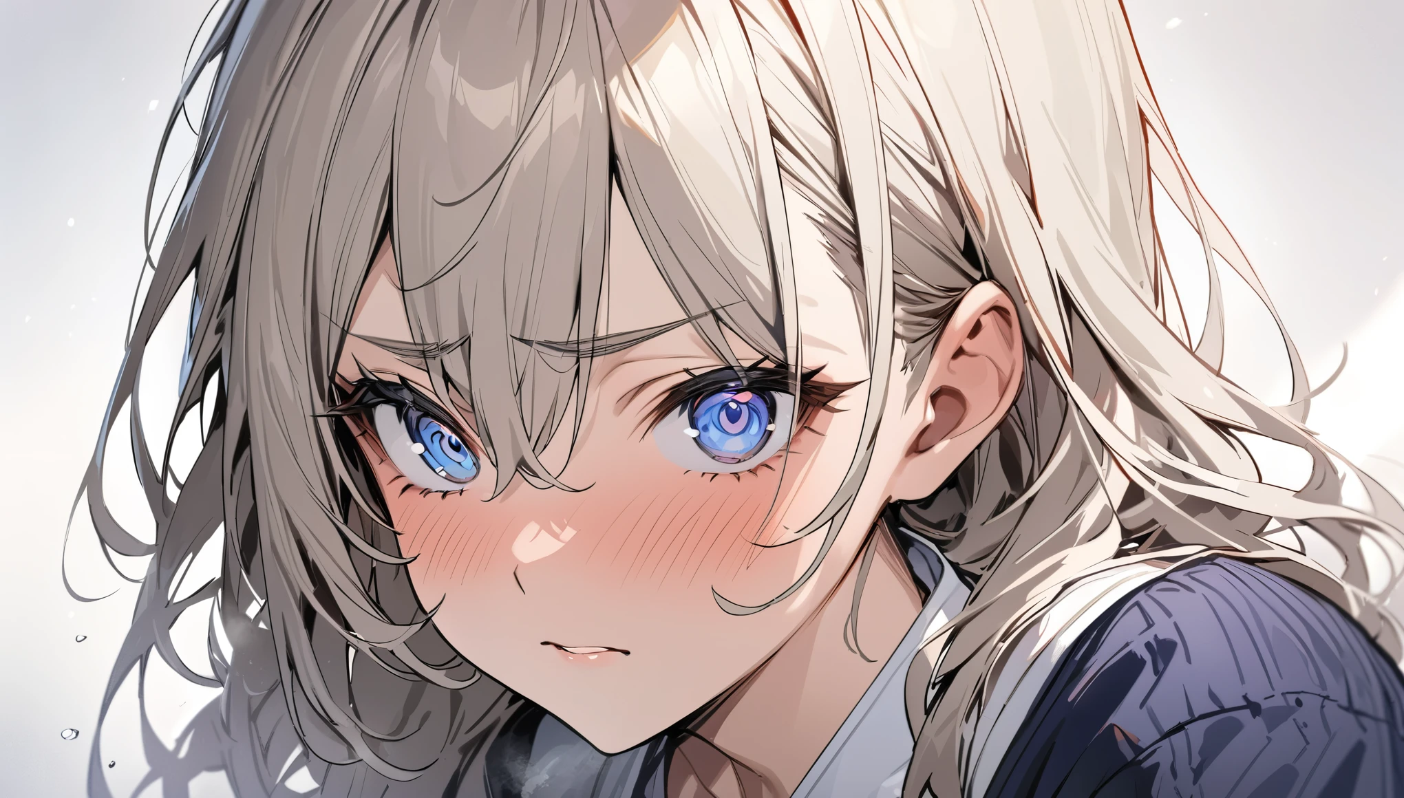 masterpiece, High resolution, perfect face, Japan beauties, 30 years old, beautiful face, white background, high school student, embarrassed look, look at the camera, (top quality eyes), detailed texture, Look at me, Married woman, cool women, ((high resolution eyes)), hentai eye