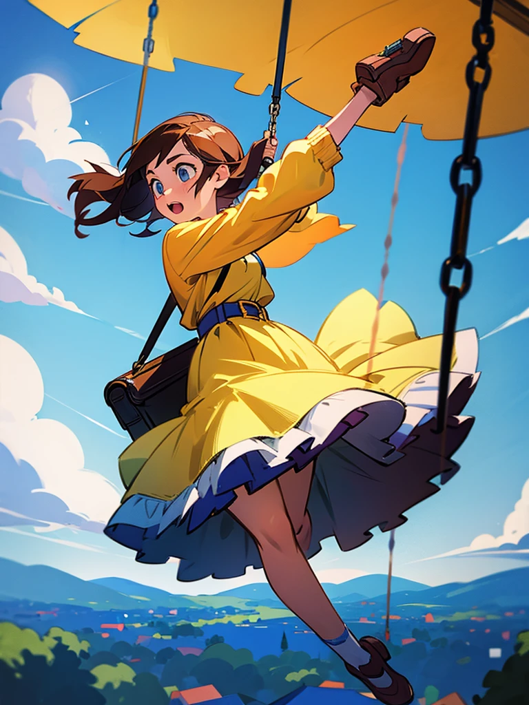 Girl swinging on a swing