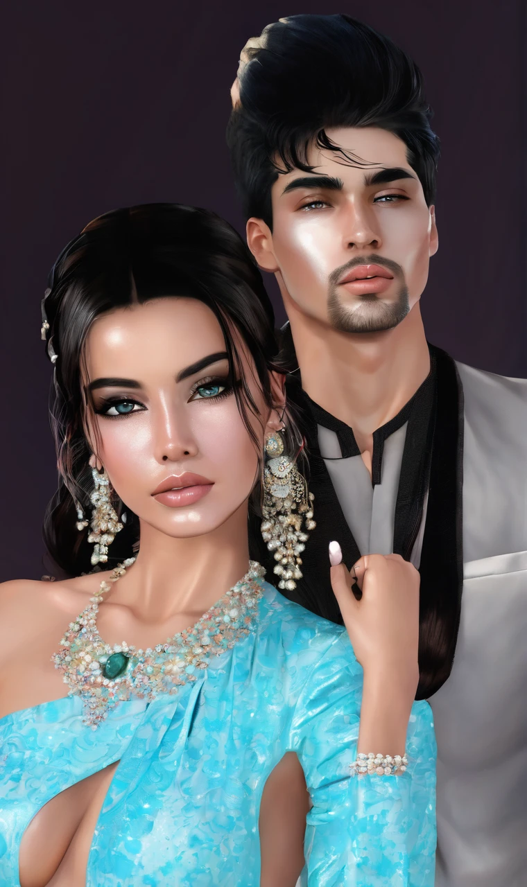 Couple of beautiful lovers with shiny skin