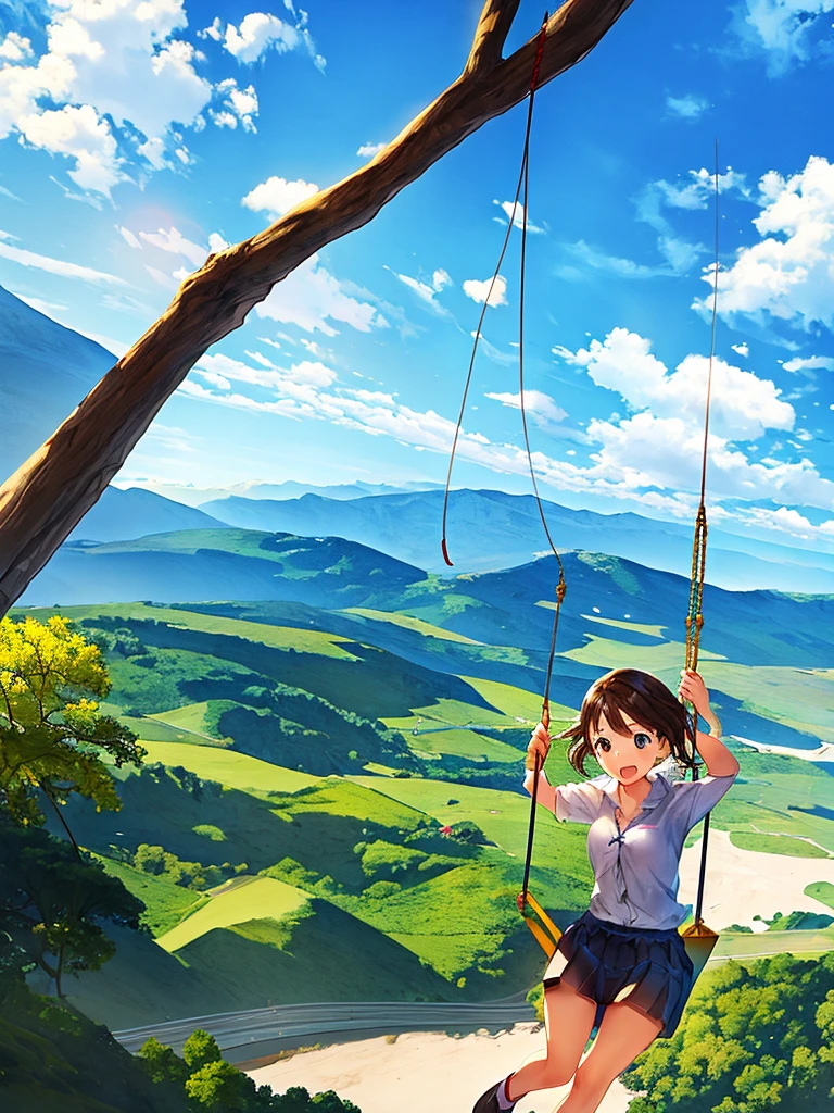 Girl swinging on a swing