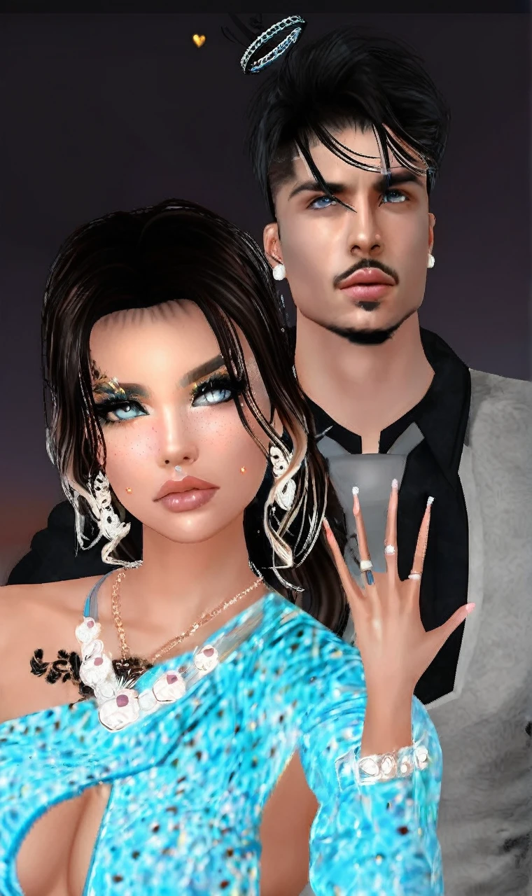 Couple of beautiful lovers with shiny skin