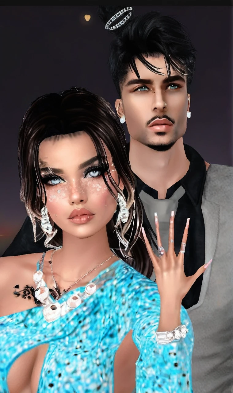 Couple of beautiful lovers with shiny skin