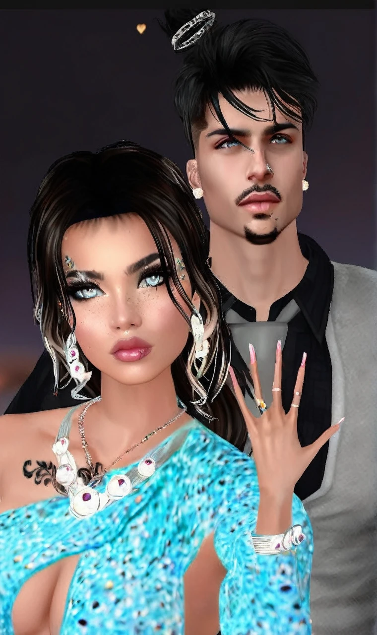 Couple of beautiful lovers with shiny skin 
