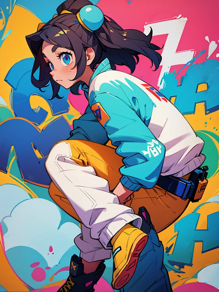 Girl draws graffiti