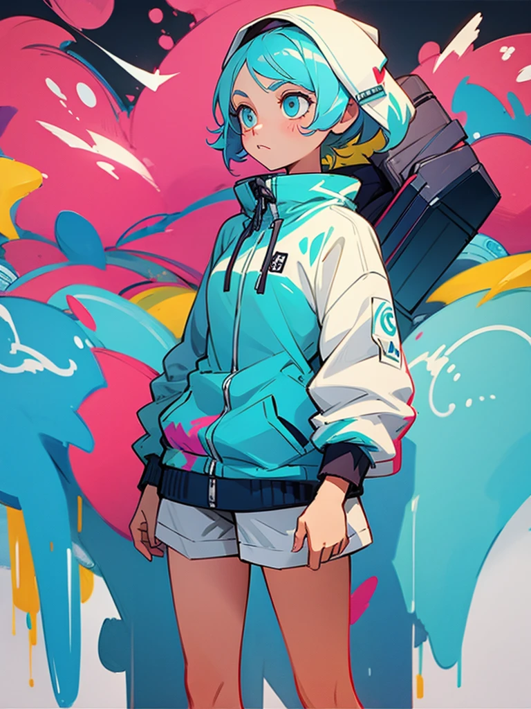 Girl draws graffiti