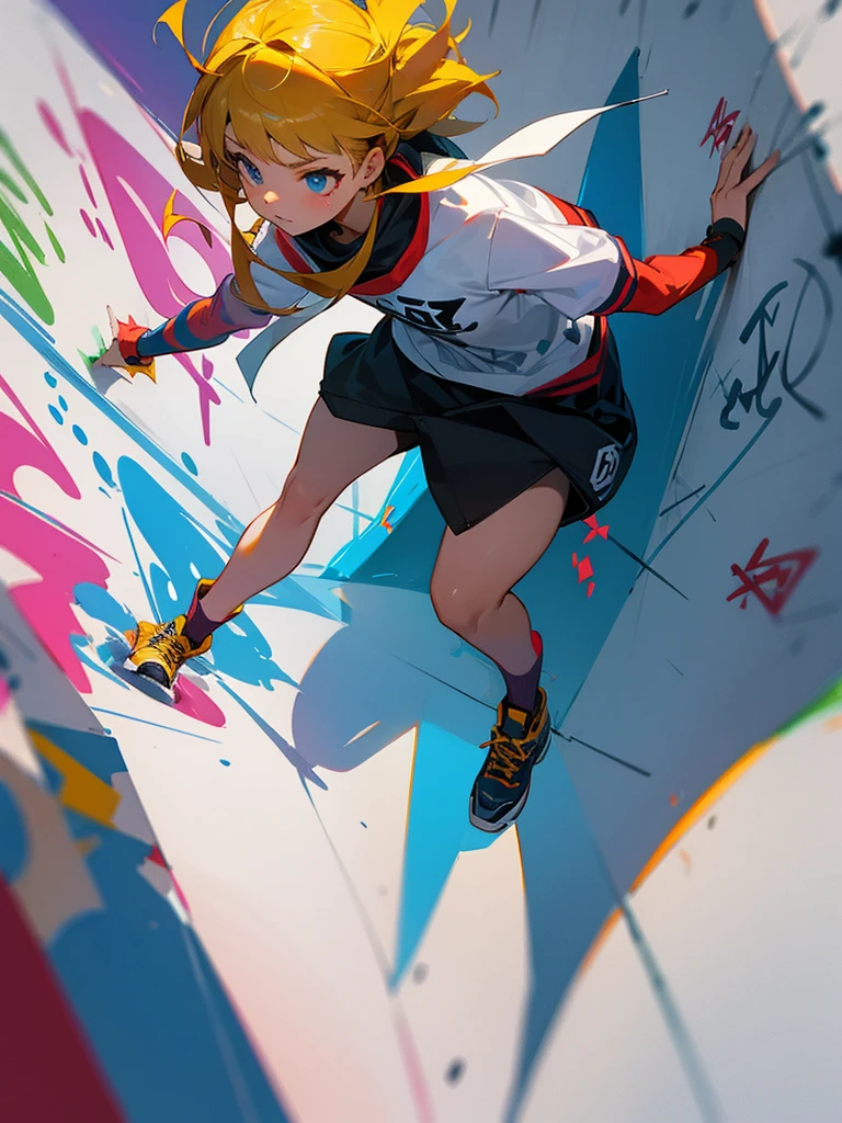 Girl draws graffiti