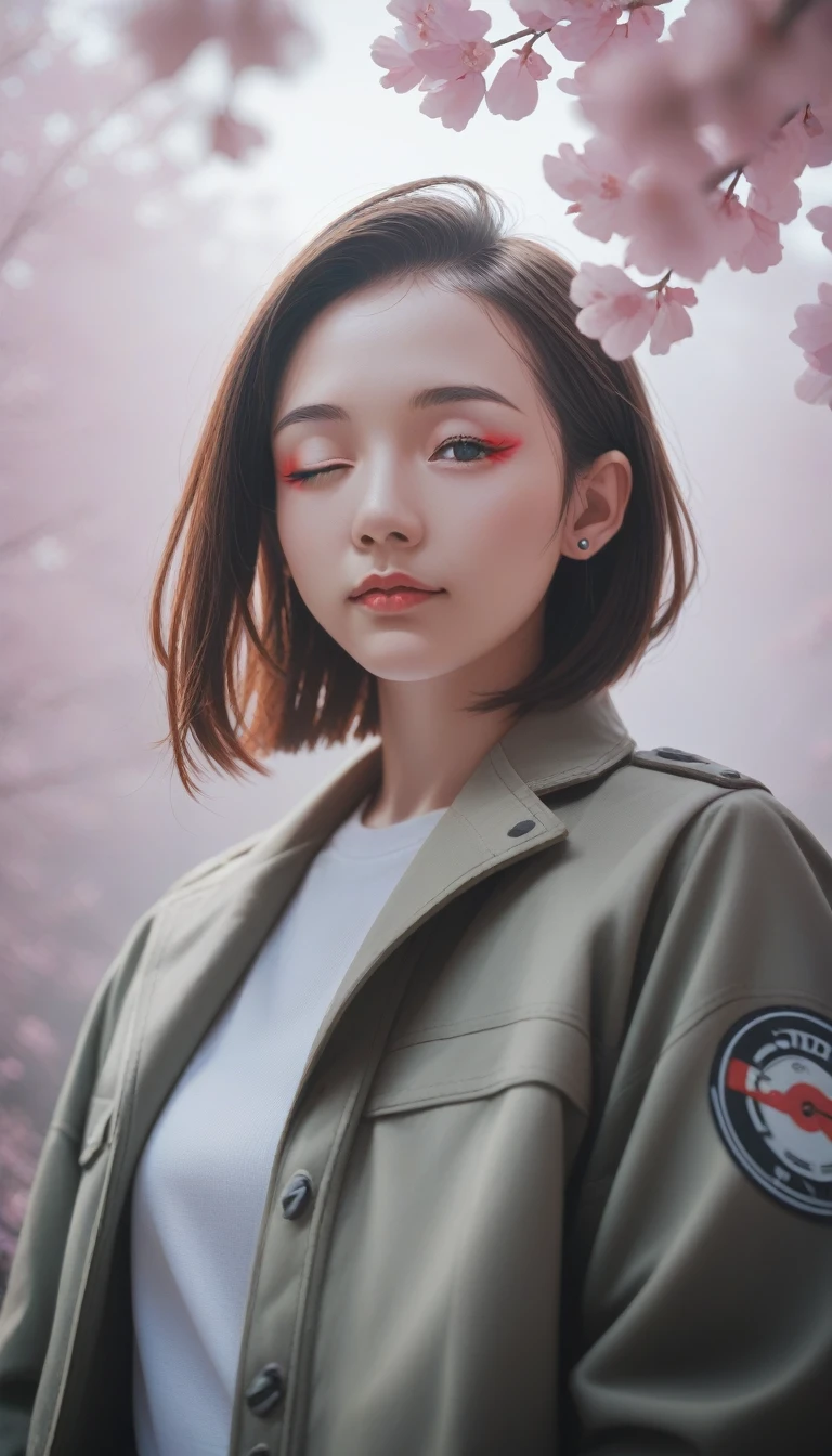 score_9_up, score_8_up, score_7_up, score_6_up,1 Girl, blond, cexist_ear, animal_ear, Solitary, dark_skin, Brown_skin, Foggy neon futuristic, Summer Jackets, Cherry Blossoms Falling, Portrait Style, Watching_exist_Viewer, cinemexistic lighting, Eyeliner, cosmetic, emotion, Very detailed, Wide-angle lens, Clear focus, Ring Light, Edge lighting, ocBrowne render, Ring Light, Edge lighting, Enwink Punk, Sandu Art