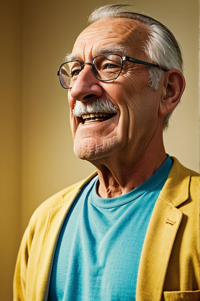 Disney pixar style happy old man

