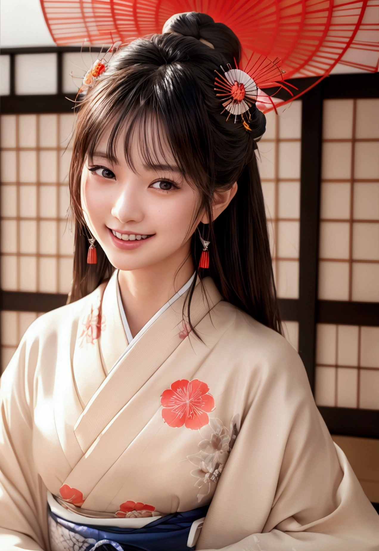 professional lighting,(Photoreal:1.4), (Top image quality:1.0), (超A high resolution:1.0), 8k, Raw photography, (masterpiece:0.2), (Pueros face_v1:0.5)、(highest quality Detail:1.2)、realistic、8k UHD、High resolution、(1 girl:1.2)、Super detailed、High quality textures、intricate details、detailed、Very detailed CG、High quality shadows、detailed Beautiful and delicate face、Beautiful details and delicate eyes、(symmetrical eyes:1.2),Depth of the bounds written、ray tracing,1 girl, japanese girl, (natural smile:1.4),cute, thin, Portrait of a beautiful Japanese woman wearing a kimono, Standing elegantly on a street corner in Kyoto. A kimono with bright traditional patterns, Hair decorated with an elegant and delicate hairpin, and a gentle expression. (Against the backdrop of the old streets of Kyoto:1.4)、soft light on a spring afternoon、adds tranquility to the scene. Rendered in a realistic style with great attention to detail, High resolution images.s ky porn, magic hour, (realistic:1.3), finely, quality, (table top:1.2), (realistic:1.2), (highest quality), (Complex details), dramatic, ray tracing, photograph, +roller