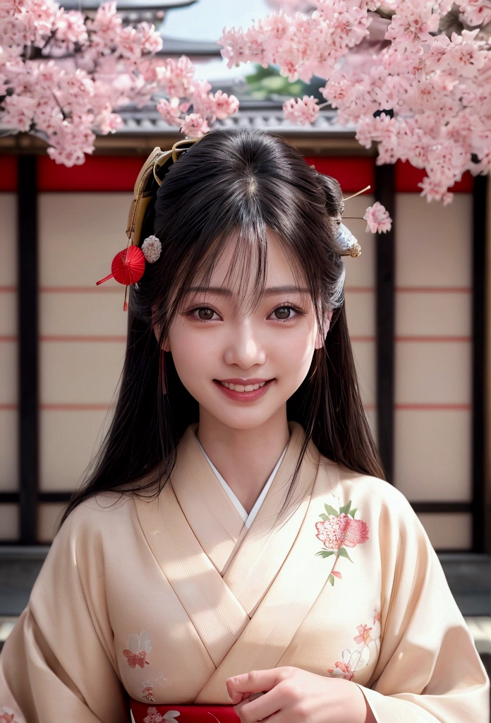 professional lighting,(Photoreal:1.4), (Top image quality:1.0), (超A high resolution:1.0), 8k, Raw photography, (masterpiece:0.2), (Pueros face_v1:0.5)、(highest quality Detail:1.2)、realistic、8k UHD、High resolution、(1 girl:1.2)、Super detailed、High quality textures、intricate details、detailed、Very detailed CG、High quality shadows、detailed Beautiful and delicate face、Beautiful details and delicate eyes、(symmetrical eyes:1.2),Depth of the bounds written、ray tracing,1 girl, japanese girl, (natural smile:1.4),cute, thin, Portrait of a beautiful Japanese woman wearing a kimono, Standing elegantly on a street corner in Kyoto. A kimono with bright traditional patterns, Hair decorated with an elegant and delicate hairpin, and a gentle expression. (Against the backdrop of the old streets of Kyoto:1.4)、soft light on a spring afternoon、adds tranquility to the scene. Rendered in a realistic style with great attention to detail, High resolution images.s ky porn, magic hour, (realistic:1.3), finely, quality, (table top:1.2), (realistic:1.2), (highest quality), (Complex details), dramatic, ray tracing, photograph, +roller
