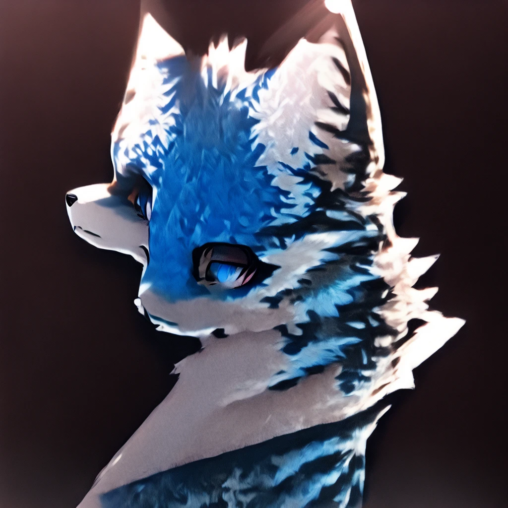 A furry dog husky siberian blue with details white