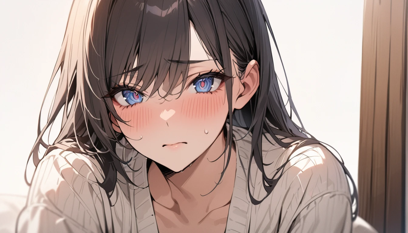 masterpiece, High resolution, perfect face, Japan beauties, 30 years old, beautiful face, white background, high school student, embarrassed look, look at the camera, (top quality eyes), detailed texture, Look at me, Married woman, cool women, ((high resolution eyes)), hentai eye