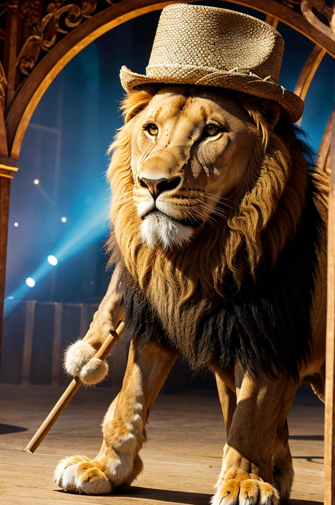 A lion magication with the hat & magic stik perfoming magic