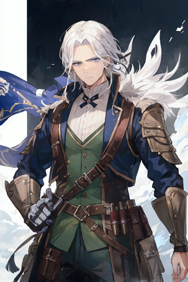Adventurer's Equipment、middle-aged white-haired man、Center Parting