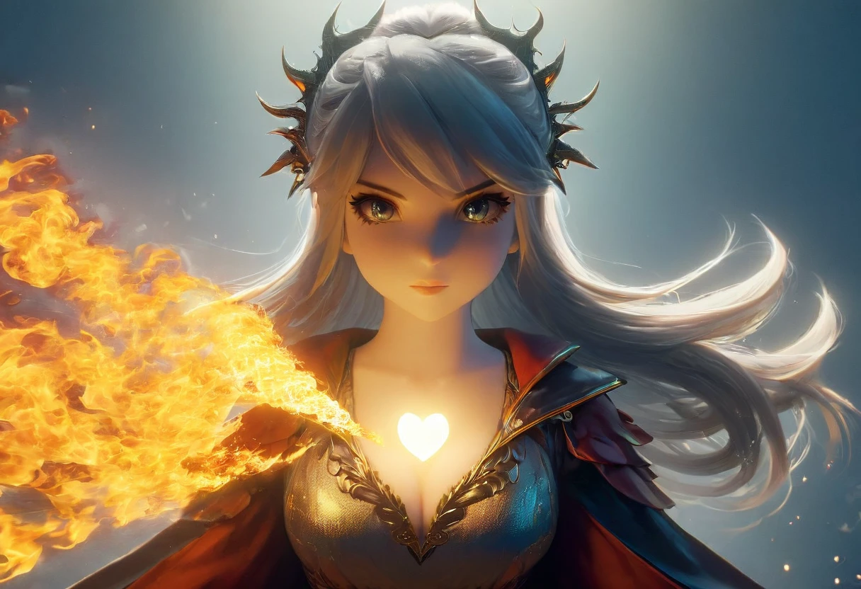 1 person holding a burning heart in their chest, highly detailed, hyper realistic, 8k, photorealistic, extremely detailed, masterpiece, studio lighting, volumetric lighting, cinematic lighting, dramatic lighting, vibrant colors, rich colors, vivid colors, glowing heart, emitting light, intricate details, lifelike, anatomically correct, dynamic pose, intense expression, powerful emotions