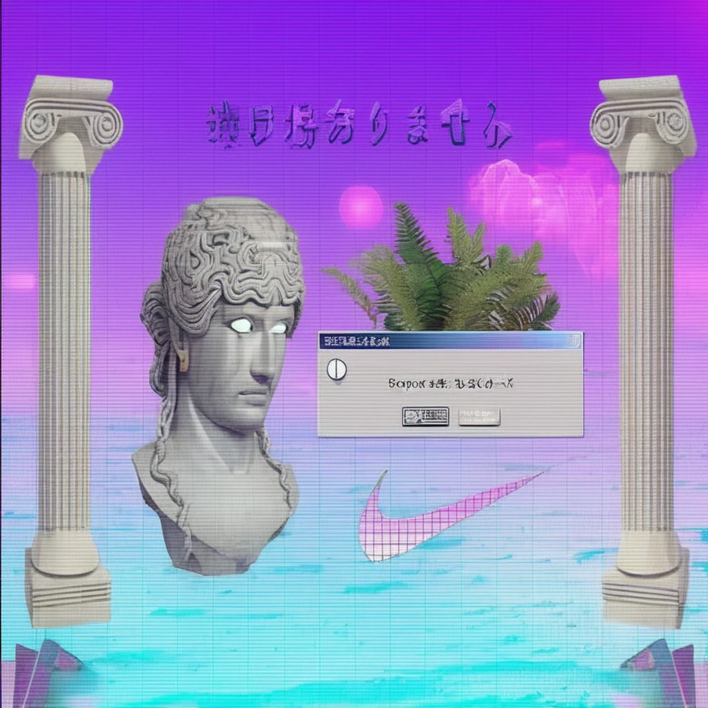 Create a digital artwork for a website background that combines Vaporwave, Cyberpunk, and pre-Columbian aesthetics. The scene should feature detailed pre-Columbian monoliths instead of Greek sculptures, placed in a retro-futuristic environment. The floor should have a neon-glowing grid pattern, typical of Vaporwave, and the background should mix dark, rainy, urban landscapes with vibrant neon lights, reflecting a Cyberpunk vibe. Incorporate the brand colors prominently: #39E600 (bright green), #E600Ce (vivid magenta), and #00E6A (teal). The monoliths should exude an ancient, mystical aura, with patterns and symbols inspired by indigenous nobility. The overall feel should seamlessly blend ancient history with futuristic digital aesthetics, creating a unique and captivating visual experience."