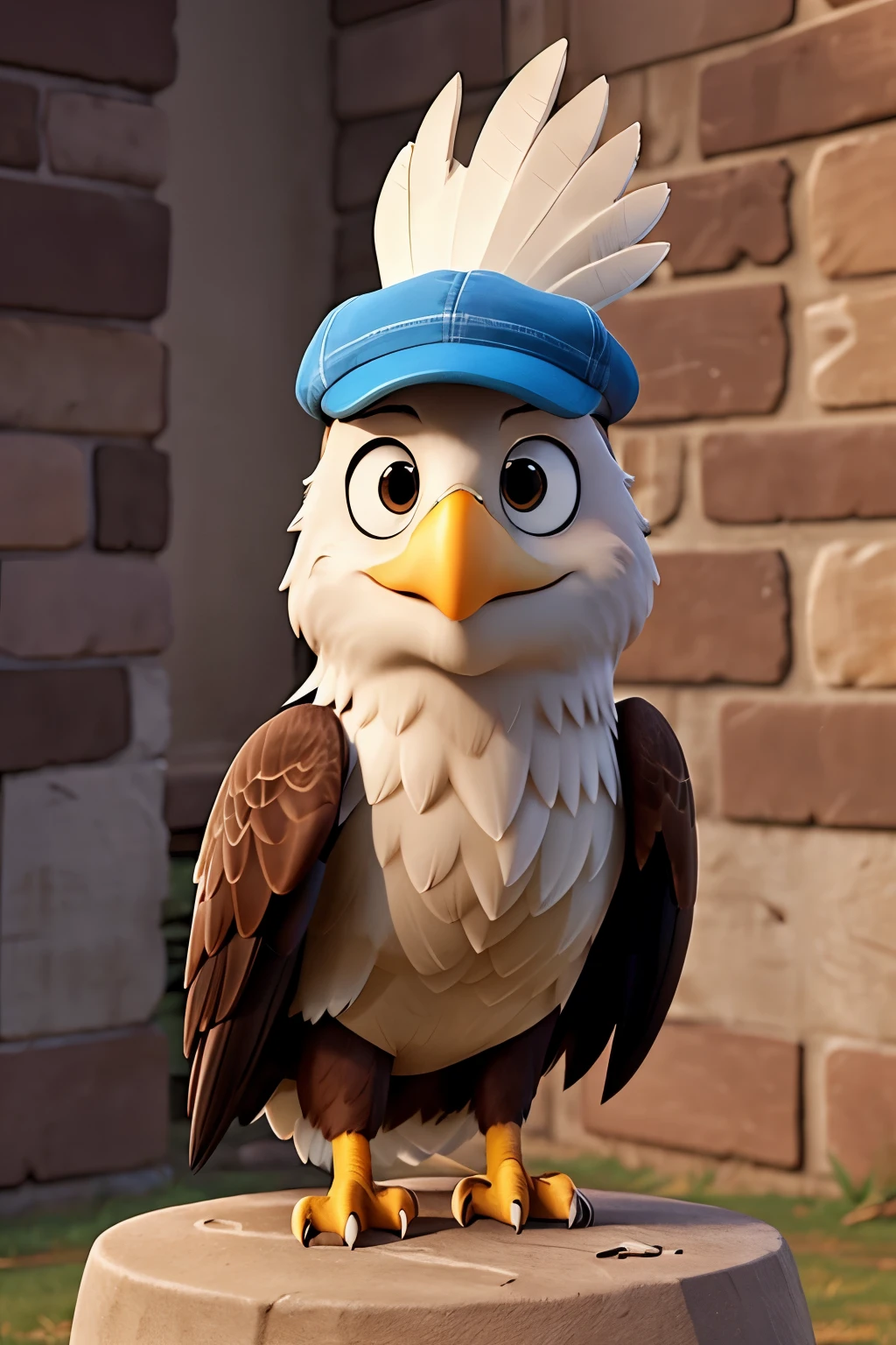 an eagle wearing a cap