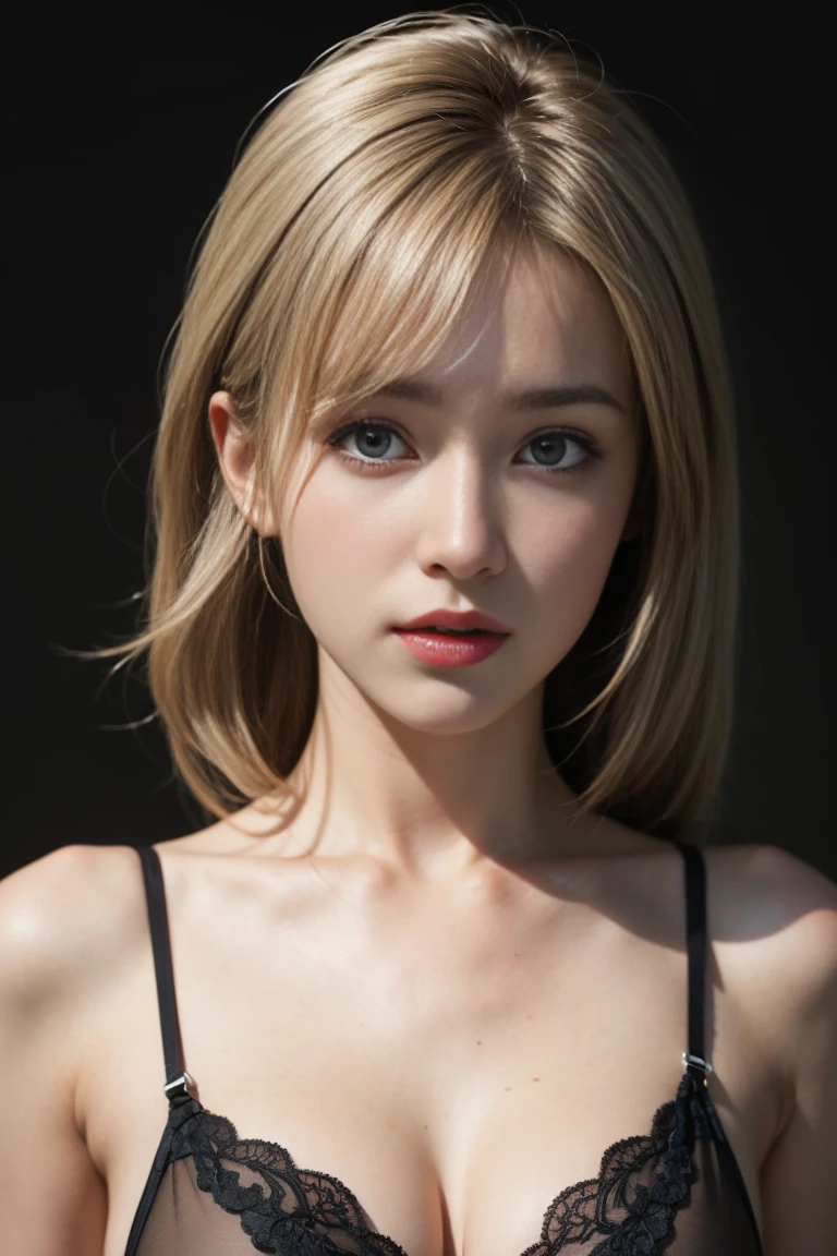 (Simple and sheer lingerie)A silver-haired woman wearing, 1 Female, alone, photoRealistic, realism, Realistic, human