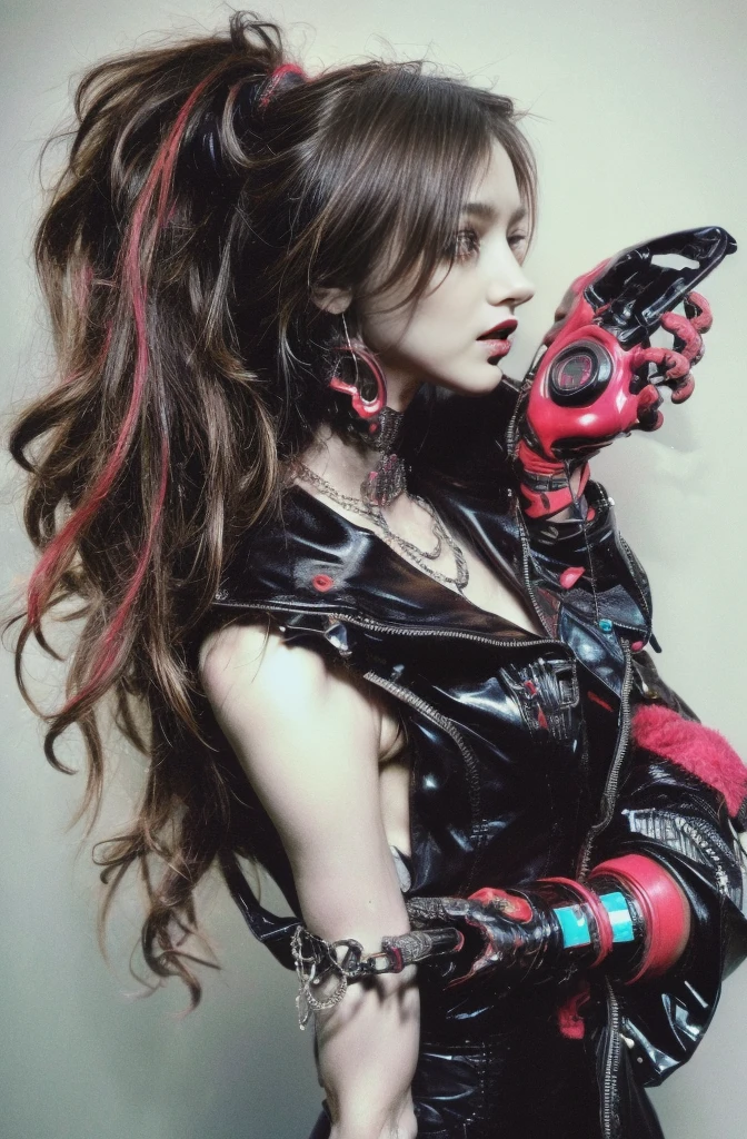 cyber punkワールド上の女兵士, Cyber Soldier, Female Cyborg Soldier, Strangely glowing neon lights, Firearms, machine gun, bazooka, Very beautiful and detailed eyes, Beautiful and delicate eyes,ear piercing、（（Vibrant color scheme））, Black leather jacket, Delicate facial features with glossy lips and textured skin、Very detailed, Super complicated, High-quality images、Full Body Shot、Multiple Exposure Photography、Create images with amazing effects、Use a glamorous style、Digital art inspired by Ignacy Witkiewicz, Featured on cgsociety, Gothic art, Natalie Shaw Tom Bagshaw, Heavenly beauty, In the world of red dreams, Red ornaments, bright red, Profile photo 1024px, cyber punk hacker, Portrait of a digital shaman, Digital Artist, cyber punk))), cyber style, cyber punk horror style, タデウシュ・プルシュコフスキによるcyber punkアート, It was a hot topic on Art Station...., 詳細なcyber punkのイラスト, 高度なデジタルcyber punkアート, cyber punkマシンのポートレート, デジタルcyber punk - アニメアート, デジタルcyber punkアニメアート, cyber punkをテーマにしたアート, 夢のようなcyber punkガール, cyber punk))))), hacker, Cyberpsycho, Ghost in the machine, Android Mystic, Digital Art, Digital Artファンタジー, 美しいDigital Art, 素晴らしいDigital Art, ファンタジーDigital Art, Detailed digital 3D art, colorfull Digital fantasy art, 素晴らしいDigital Art, 素晴らしいDigital Art, Digital fantasy art ), Digital fantasy art, 息を呑むようなDigital Art, detailed ファンタジーDigital Art, 精巧なDigital Art, The female demon living in the machine, Profile photo 1024px, cyber punk hacker, Portrait of a digital shaman, Digital Artist, cyber punk))), cyber style, cyber punk horror style, cyber punk))))), hacker, Cyberpsycho, Ghost in the machine, Android Mystic, Digital Art, Beautiful artwork illustration, Highest quality, The perfect angle, Perfect composition, Best Shot, Official Art, Cinematic Light, Figurative art, 美しく表現力豊かなDigital Art