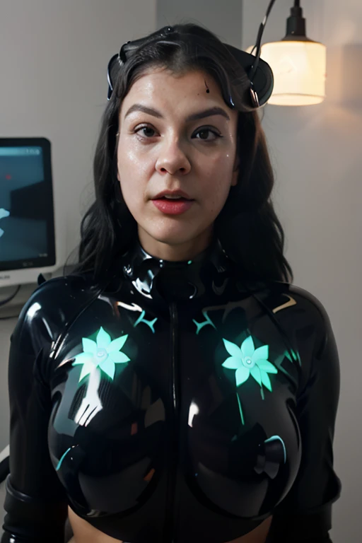 professional detailed photo of (latex office woman) being (brainwashed by glowing screen), Mind Control Eyes, Brainwashed facial expression, (Brainwashing)+++, (Mind Control)+++, (Mind control device),