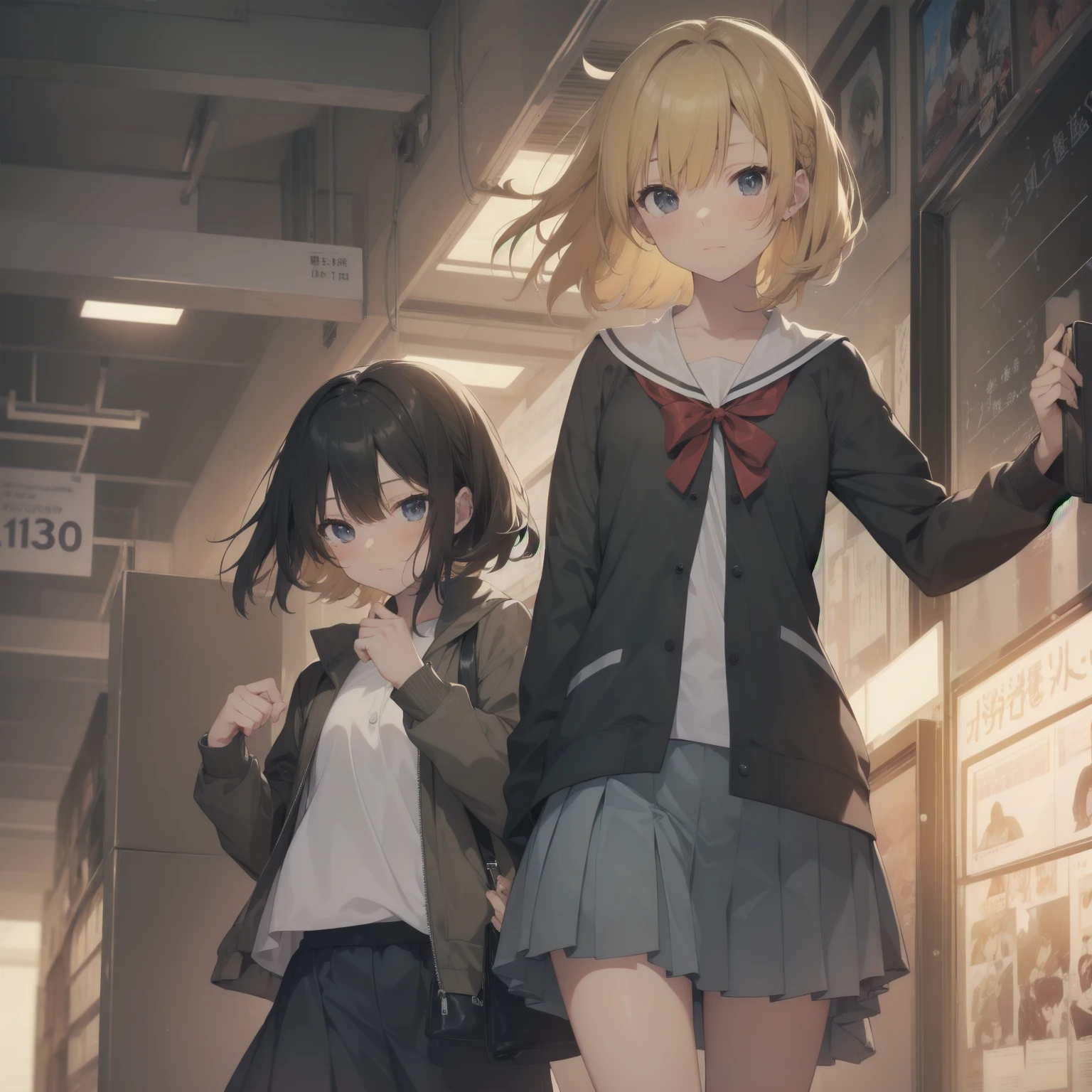 ultra-absurdres-Top quality by artist God, ultra-detailed, high resolution, anime moe artstyle, best anime 8k konachan wallpaper, pixiv contest winner, pool:2810, perfect anatomy,break, 1girl, (Please draw a girl walking sleepily to school alone. )break,(Solo,little female, 13-year-old:1.3),Full limbs, complete fingers,a junior high school student, (very short hair), short cut, flat chest, , small butt, small black eyes, beautiful detailed eyes, well-proportioned iris and pupils, expressive eyes, highres detailed hair, soft expression, salor school_uniform, sailor collar, serahuku, bow, pleated skirt,(Detailed Lighting), (Detailed background), in the School commute route. break,super detailed skin, Best cinematic lighting powered by famous artist, 8k,beauty illustration,photoshop_(medium),very aesthetic,break,((artist:yuuhagi_(amaretto-no-natsu) )), artist:clamp ,artist:carnelian ,artist:kantoku ,