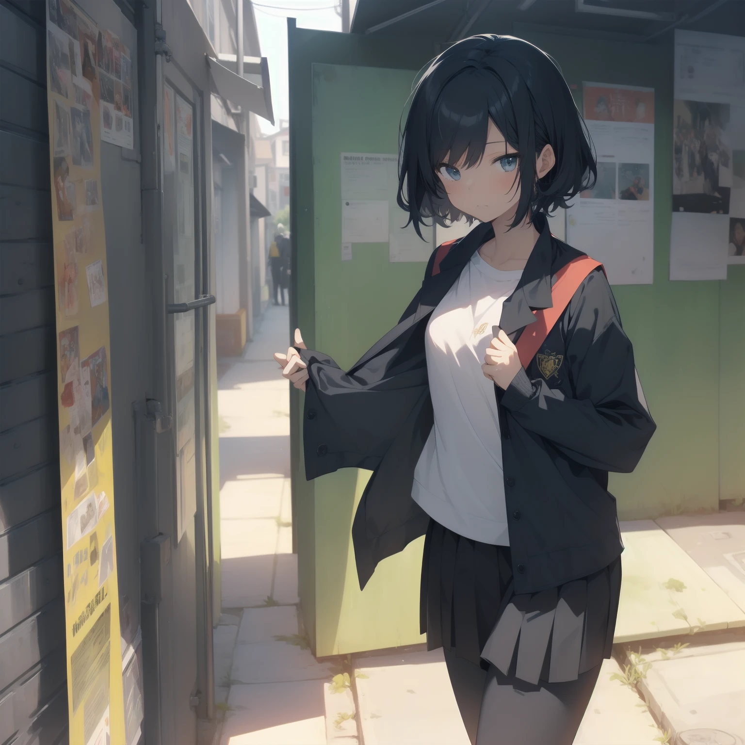 ultra-absurdres-Top quality by artist God, ultra-detailed, high resolution, anime moe artstyle, best anime 8k konachan wallpaper, pixiv contest winner, pool:2810, perfect anatomy,break, 1girl, (Please draw a girl walking sleepily to school alone. )break,(Solo,little female, 13-year-old:1.3),Full limbs, complete fingers,a junior high school student, (very short hair), short cut, flat chest, , small butt, small black eyes, beautiful detailed eyes, well-proportioned iris and pupils, expressive eyes, highres detailed hair, soft expression, salor school_uniform, sailor collar, serahuku, bow, pleated skirt,(Detailed Lighting), (Detailed background), in the School commute route. break,super detailed skin, Best cinematic lighting powered by famous artist, 8k,beauty illustration,photoshop_(medium),very aesthetic,break,((artist:yuuhagi_(amaretto-no-natsu) )), artist:clamp ,artist:carnelian ,artist:kantoku ,