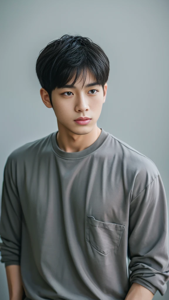 Asian alpha male in gray shirt looking at camera, Shin Jinying, Kim Do-young, Paint Ulzzang, Shen Quanrui, korean men, Shin Jin Young&#39;s Aesthetics, faceเกาหลีที่น่ารัก, handsome young man&#39;face, Jaeyong Nam, beautiful eyes、Kim Taejoon, Hyungtae, Inspiration from Jong Suk Lee, Avatar, Korean artist, Jung Jae Hyo 