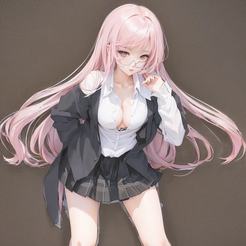 Anime Girls with pink hair and a white shirt and black skirt, (Anime Girls), Anime Girls with long hair, Beautiful anime school girl, seductive Anime Girls, Cute girl anime visuals, portrait Anime Girls, Haruno sakura, Soft anime illustration, an Anime Girls, young Anime Girls, portrait of an Anime Girls, Anime Girls, Smooth anime CG art