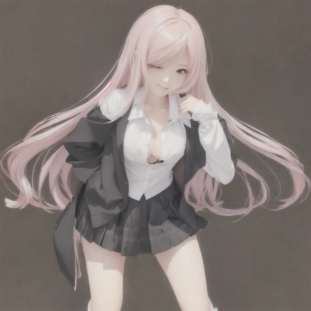 Anime Girls with pink hair and a white shirt and black skirt, (Anime Girls), Anime Girls with long hair, Beautiful anime school girl, seductive Anime Girls, Cute girl anime visuals, portrait Anime Girls, Haruno sakura, Soft anime illustration, an Anime Girls, young Anime Girls, portrait of an Anime Girls, Anime Girls, Smooth anime CG art