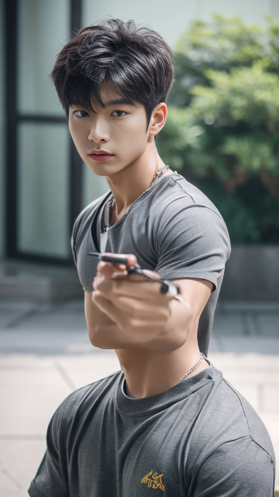 Asian alpha male in gray shirt looking at camera, Shin Jinying, Kim Do-young, Paint Ulzzang, Shen Quanrui, korean men, Shin Jin Young's Aesthetics, faceเกาหลีที่น่ารัก, handsome young man'face, Jaeyong Nam, beautiful eyes、Kim Taejoon, Hyungtae, Inspiration from Jong Suk Lee, Avatar, Korean artist, Jung Jae Hyo