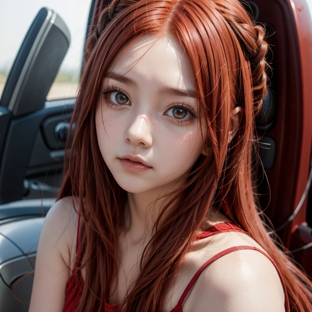 1 Anime Girl ( fly away, passionate look, detailed red hair)