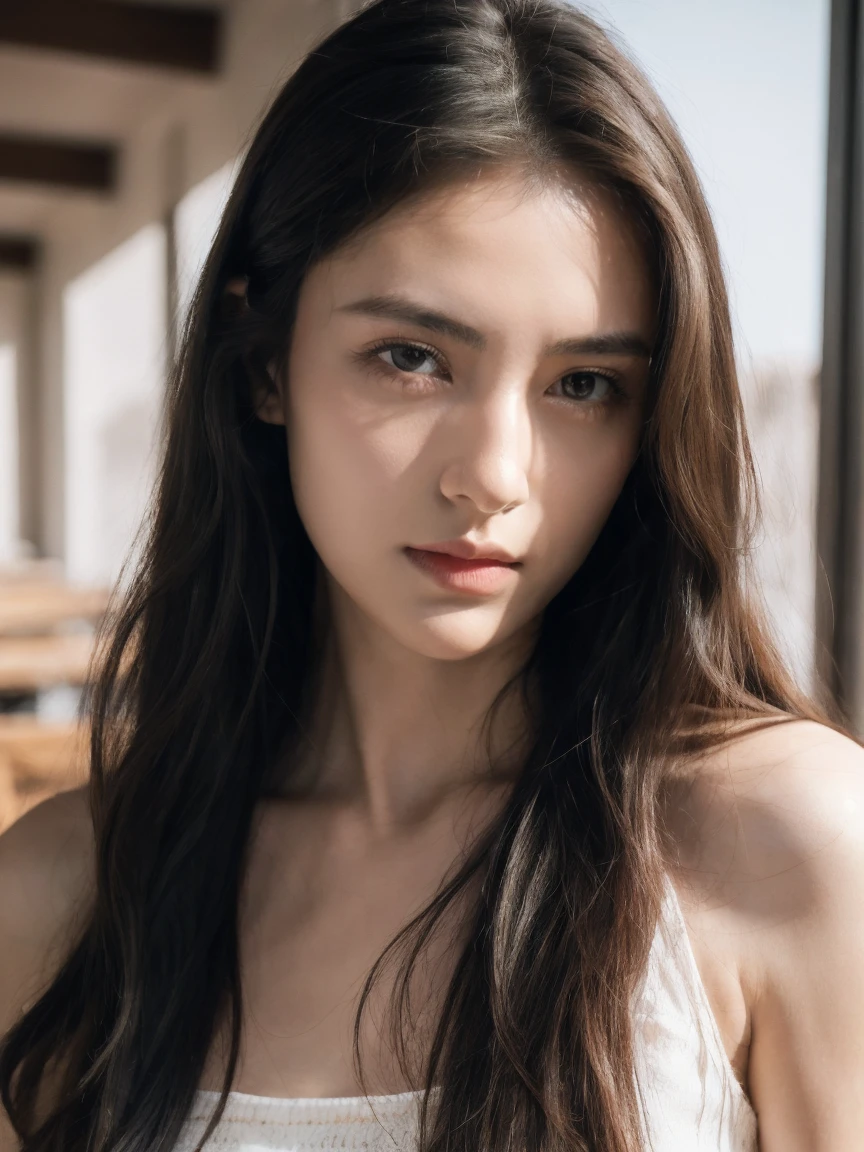 (Practical:1.1), (photoPractical:1.1), (masterpiece:1.1), (best quality:1.1), RAW photos, high resolution, Extremely detailed, High-detail RAW color photos,Professional photographer,masterpiece, best quality,Practical,Genuine Leather,1 Girl,low_key,Solitary,light,Long hair ,whole body, permanent,classroom, Beautiful and delicate eyes,natural light, (Delicate face:1.2),Extremely beautiful face,