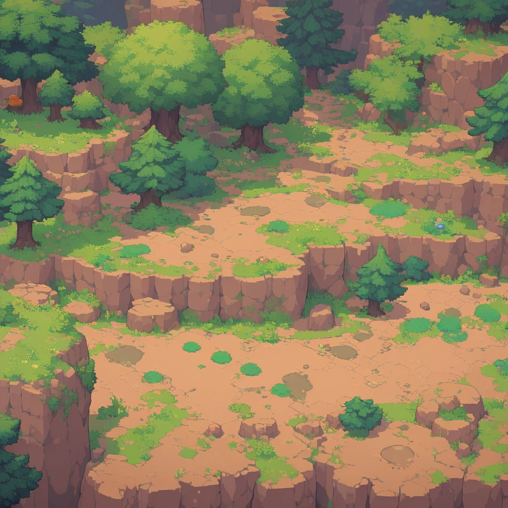retro video game style,pixelated, vibrant pastel colors,8-bit characters,blocky shapes,sharp lines,detailed shading,classic gaming vibe,nostalgic atmosphere,classic arcade games,masterpiece:1.2,ultra-detailed,illustration style, 2d texture, stone texture, 4 k seamless mud texture, video game texture, dirt texture, tileset, game tiles, grass, 3/4th perspective trees, 3/4th perspective tileable rock texture, 3/4th perspective tileable cliff formations, tileable trees, topdown view, game texture, game art, tileable texture, very detailed cliff texture, intricate stones, top down view, 3/4th perspective