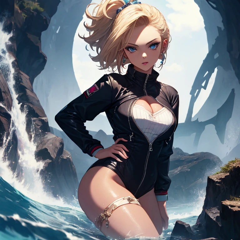Fairy Island, Mysterious Island, android１８Number, (masterpiece), highest quality, 1girl, uhd, retina, masterpiece, ccurate, anatomically correct, textured skin, super detail, high details, high quality, best quality, highres, 4K