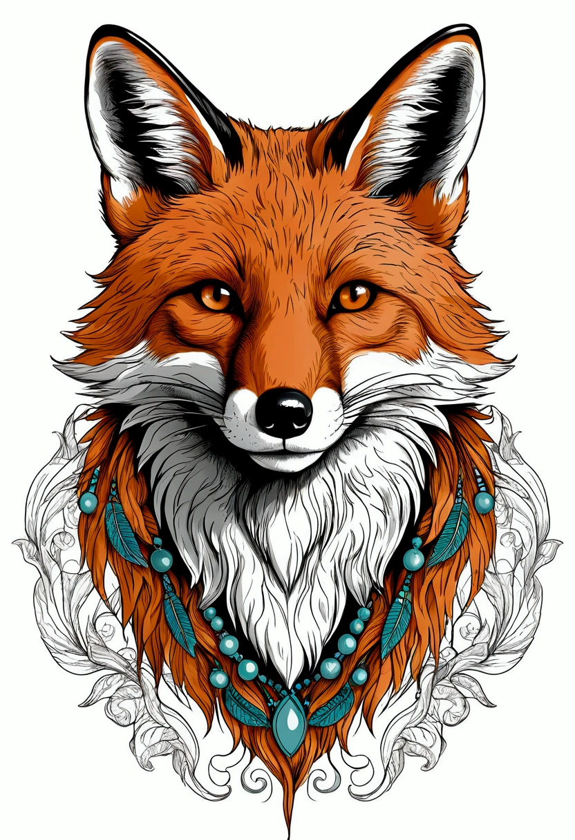 Vector t-shirt art ready to print illustration of a fox, without background